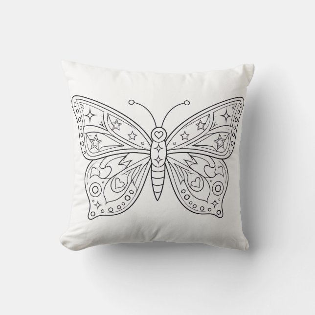 Almohada de libro de colorear mariposas (Anverso)