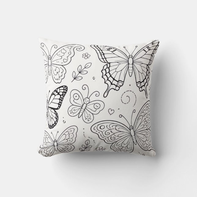 Almohada de libro de colorear mariposas (Anverso)
