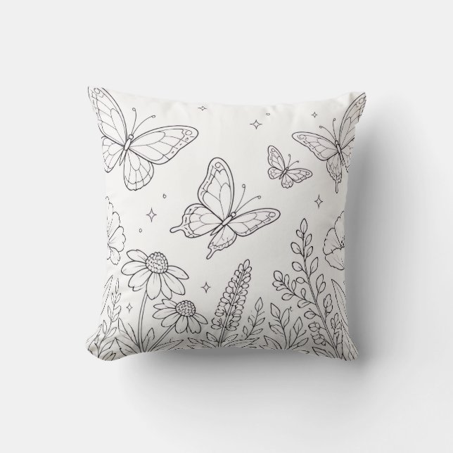 Almohada de libro de colorear mariposas (Anverso)