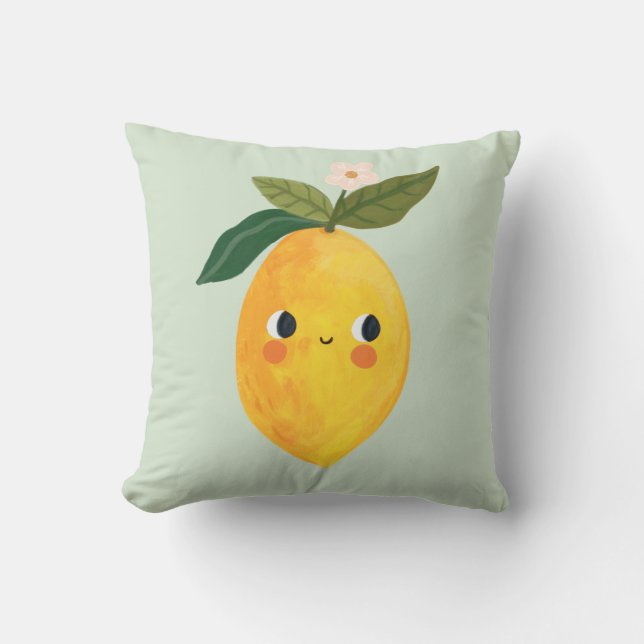 Almohada de limón sonriente: guardería de fruta y  (Anverso)