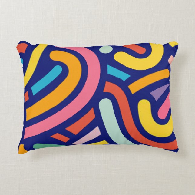 Almohada de líneas abstractas coloridas (Anverso)