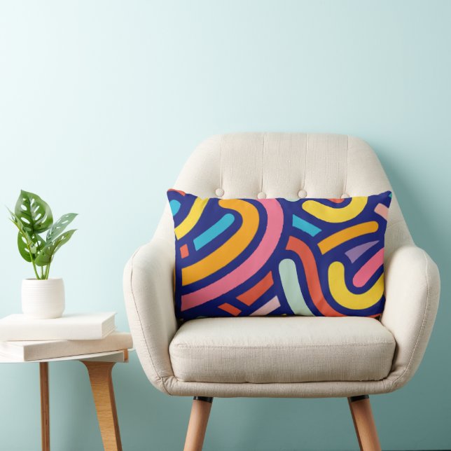 Almohada de Líneas Abstractas Coloridas (Silla)