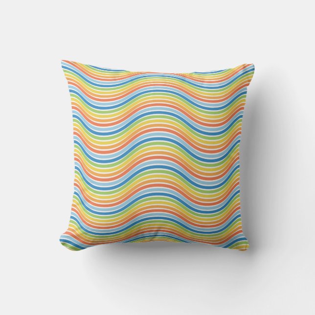 Almohada de Líneas Onduladas Coloridas (Anverso)