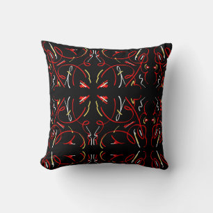 Almohada de líneas rojas amarillas minimalistas de