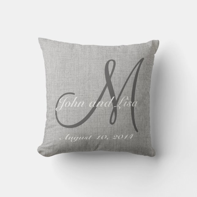 Almohada de lino de encargo del monograma del (Anverso)