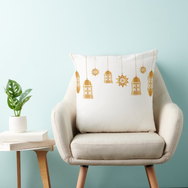Almohada de Linternas y Estrellas Doradas (Silla)
