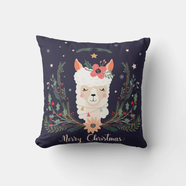 Almohada de Llama de Navidad (Anverso)