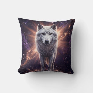 Almohada de Lobo Ártico – Diseño de Noche Estrella