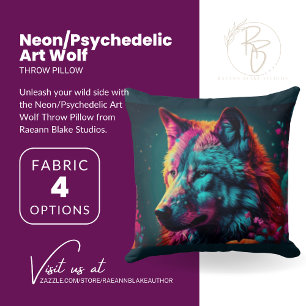 Almohada de lobo de arte neón/psicodélico