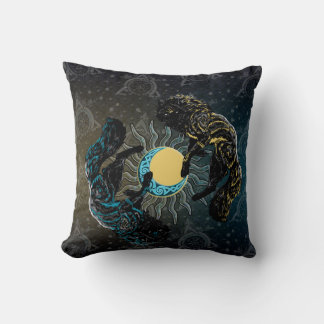 Almohada de lobos vikingos sol luna mitología nórd