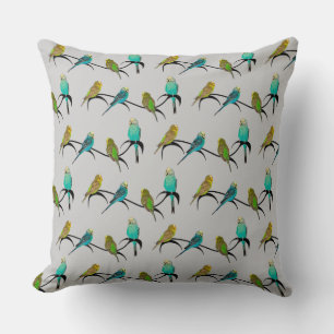 Almohada de locura de periquitos (gris claro)