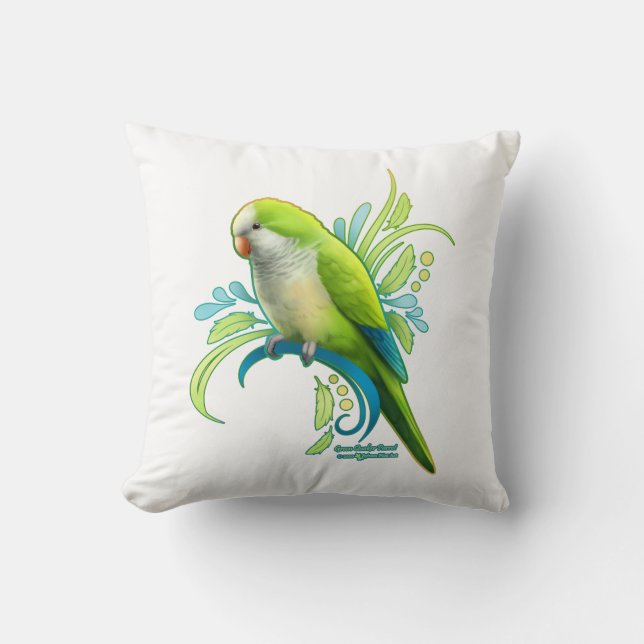 Almohada de loro del Cuáquero Verde (Anverso)