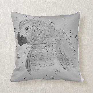 Almohada de loro gris africano con planetas y estr