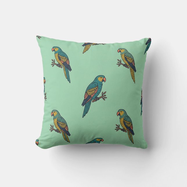 Almohada de loro verde menta minimalista (Anverso)