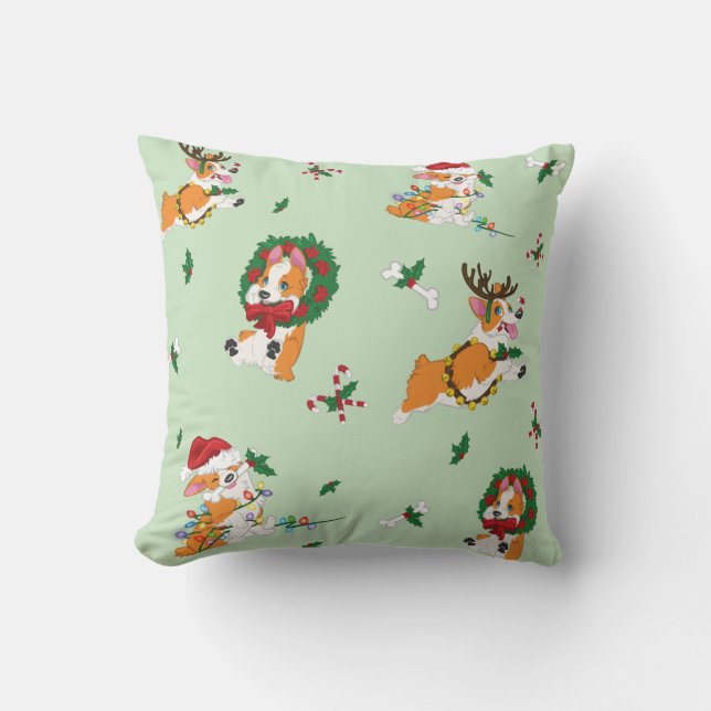 Almohada de los Corgis del navidad (Anverso)