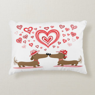 Almohada de los Dachshunds del amor de la tarjeta