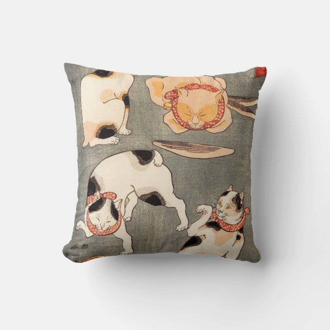 Almohada de los gatos de Kuniyoshi cuatro (Anverso)