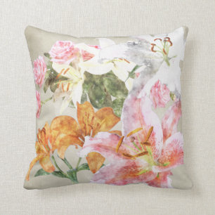 Almohada de los lirios de la acuarela