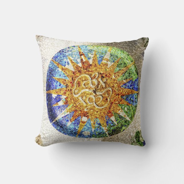 Almohada de los mosaicos de Guell del parque (Anverso)