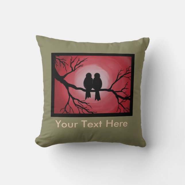 Almohada de los pájaros del amor en una rama de (Anverso)