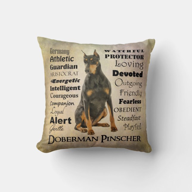 Almohada de los rasgos del Doberman (Anverso)