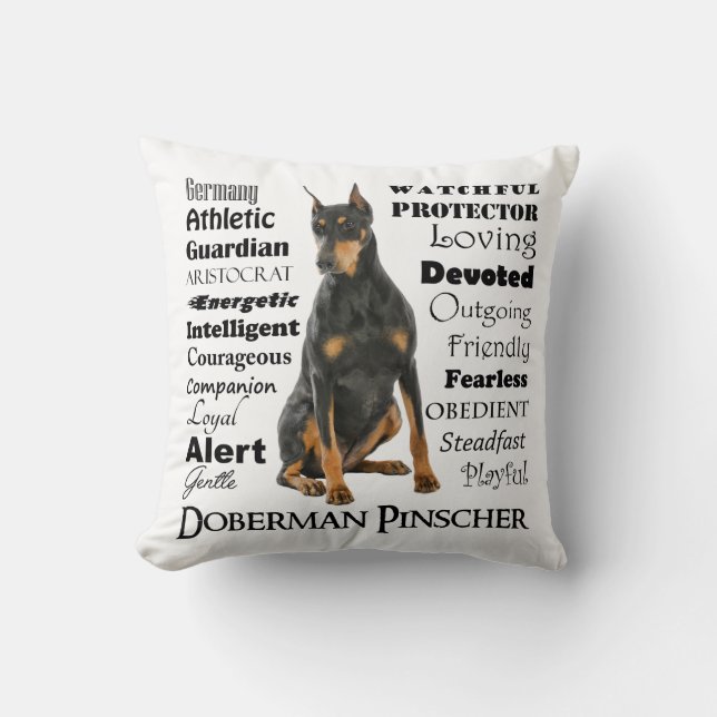Almohada de los rasgos del Doberman (Anverso)
