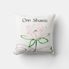 Almohada de loto rosa verde Om Shanti
