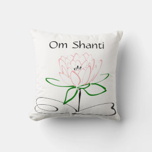 Almohada de loto rosa verde Om Shanti