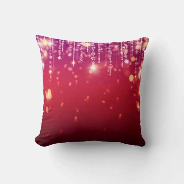 Almohada de Luces Festivas Rojo y Dorado (Anverso)
