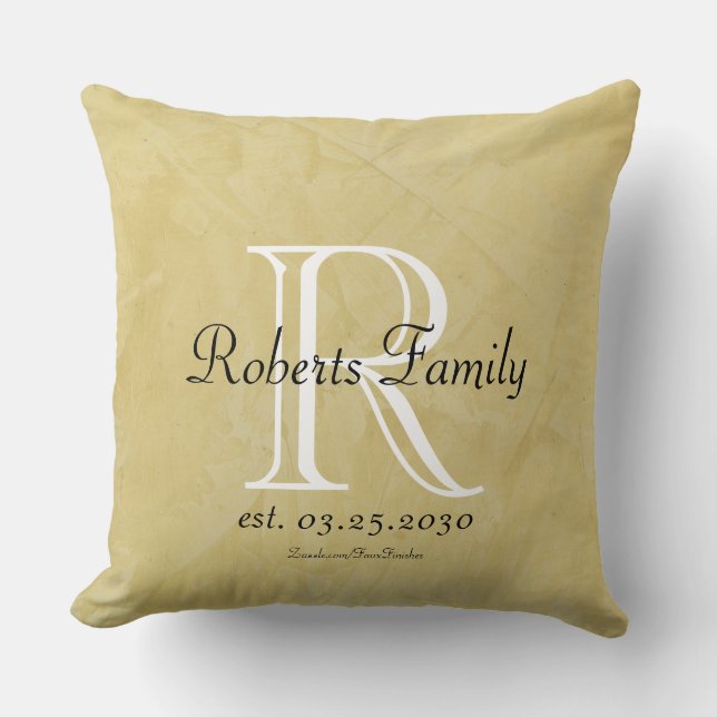 Almohada de lujo con monograma personalizado (Anverso)