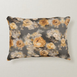 almohada de lujo con rosas doradas elegantes