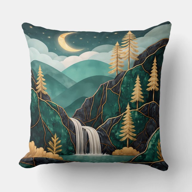 Almohada de lujo Kintsugi de cascada de montaña (Anverso)