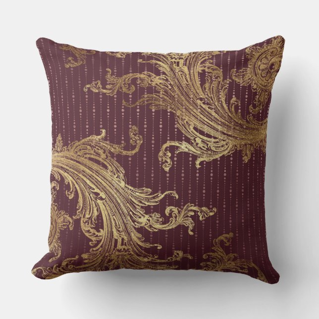 Almohada de lujo reversible del Victorian del oro (Anverso)