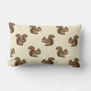 Almohada de Lumbar Crema Estampado de Ardilla