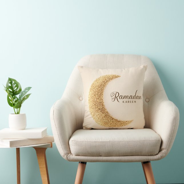 Almohada de luna creciente dorada Ramadan Kareem (Silla)