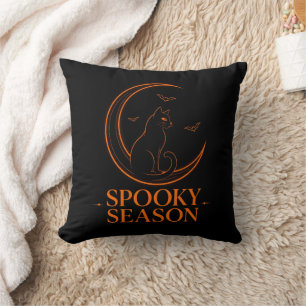 Almohada de Luna Creciente Gato Negro de Temporada