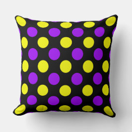 Almohada de lunares morados y amarillos personaliz