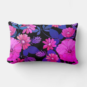 Almohada de madera de impresión de flores rosadas 
