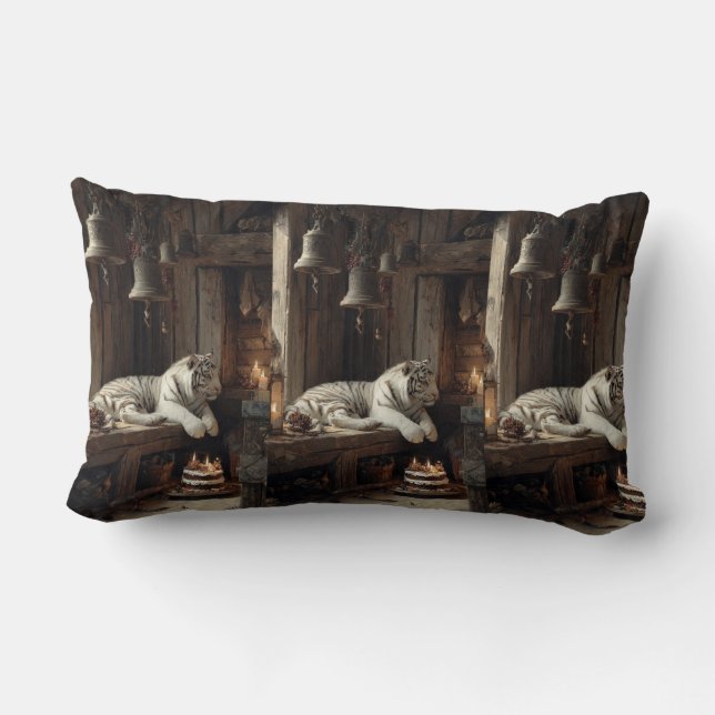 Almohada de madera de Tigre Blanco – Salvaje Rústi (Reverso )