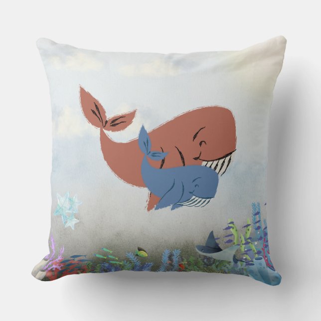 Almohada de Mama y Ballena Bebé  (Anverso)
