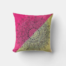 Almohada de mandala con gradiente de puesta de sol