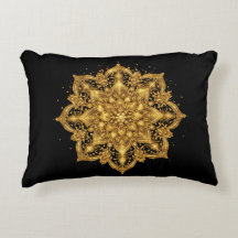Almohada de Mandala Dorada Decoración de Lujo para