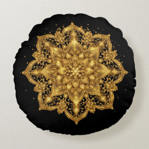 Almohada de Mandala Dorada Decoración de Lujo para