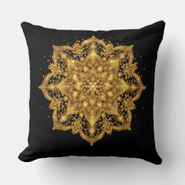 Almohada de mandala dorada Decoración de lujo para