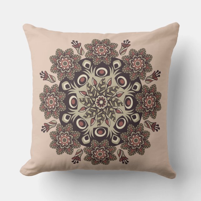 almohada de mandala floral (Anverso)