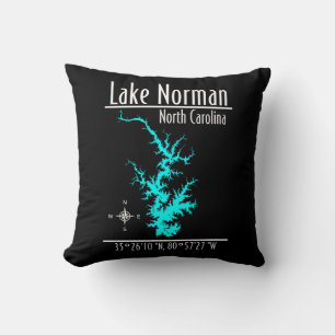 Almohada de mapa del lago Norman Carolina del Nort