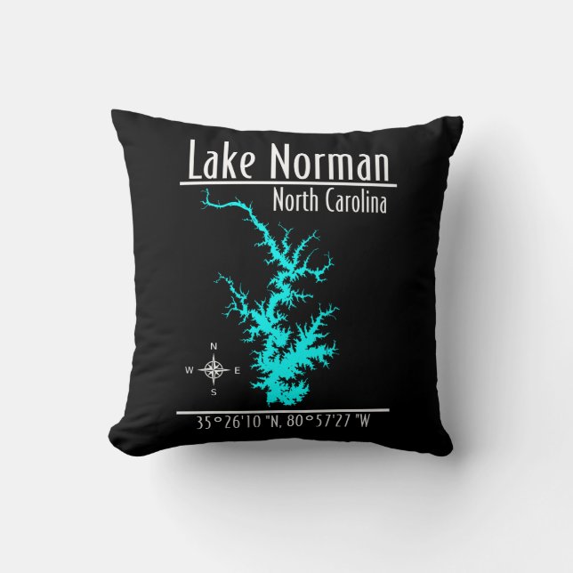 Almohada de mapa del lago Norman Carolina del Nort (Anverso)