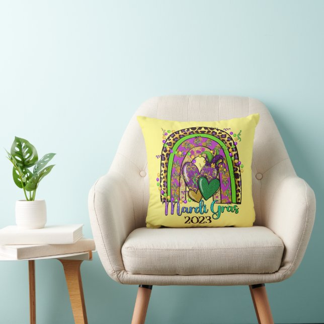 Almohada de Mardi Gras de arcoíris (Silla)