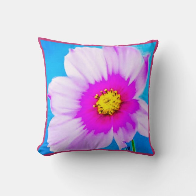 Almohada de margarita blanca y rosa (Anverso)