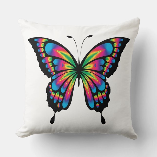 almohada de mariposa arco iris (Anverso)